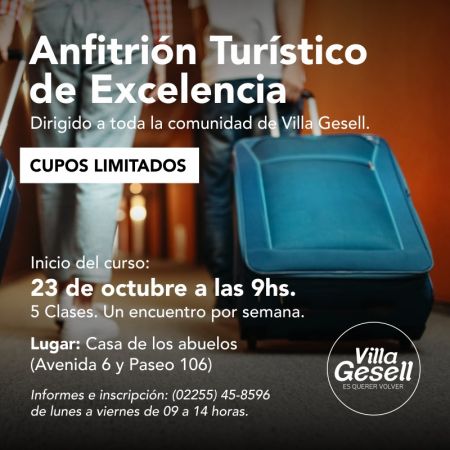 ABREN LAS INSCRIPCIONES AL CURSO “ANFITRIÓN TURÍSTICO DE EXCELENCIA”