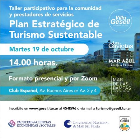 TERCER TALLER PARTICIPATIVO PARA EL PLAN ESTRATÉGICO DE TURISMO SUSTENTABLE DE VILLA GESELL. ¡SUMATE A PARTICIPAR!