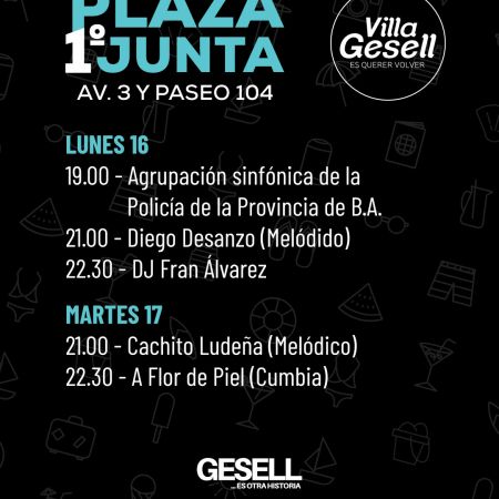 VILLA GESELL CELEBRA LA CULTURA: GRAN CARTELERA DE ESPECT&Aacute;CULOS EN LA PLAZA PRIMERA JUNTA